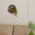 HJORTBERGET Rund konsthylla i svart finish