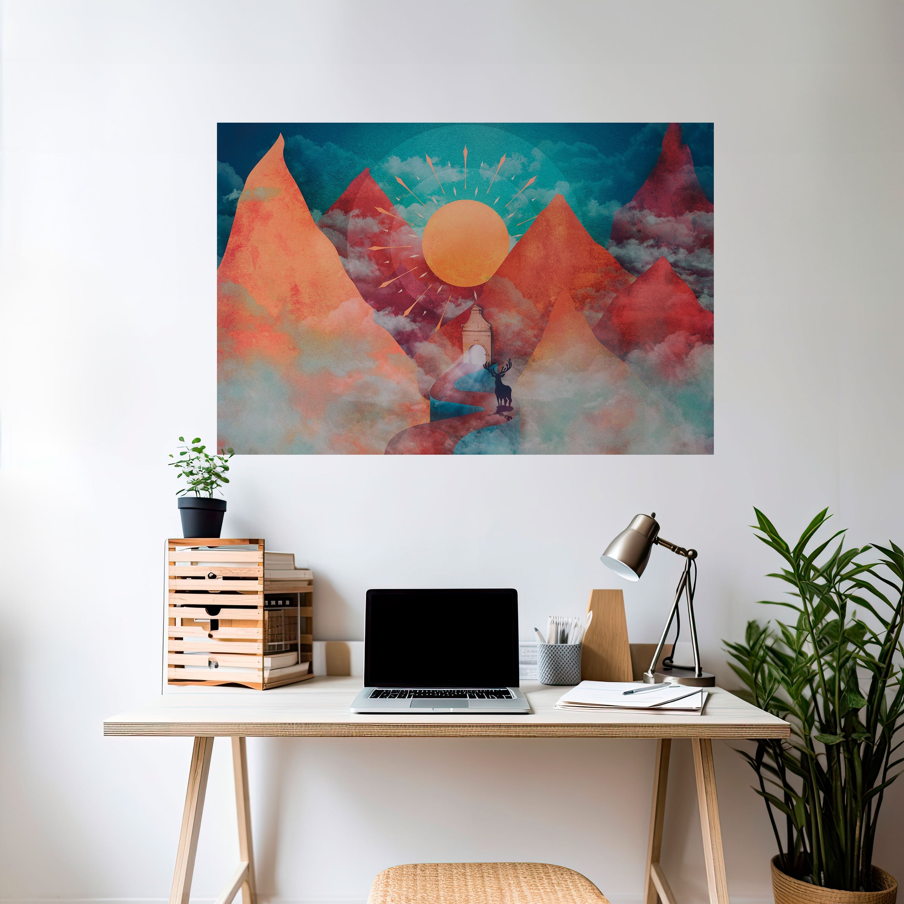 DEER MOUNTAIN horisontell affisch med självhäftande motiv