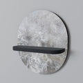 WHITE WHISPER Oval Art Shelf In Black Finish