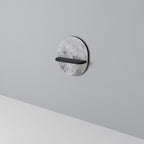 WHITE WHISPER Oval Art Shelf In Black Finish