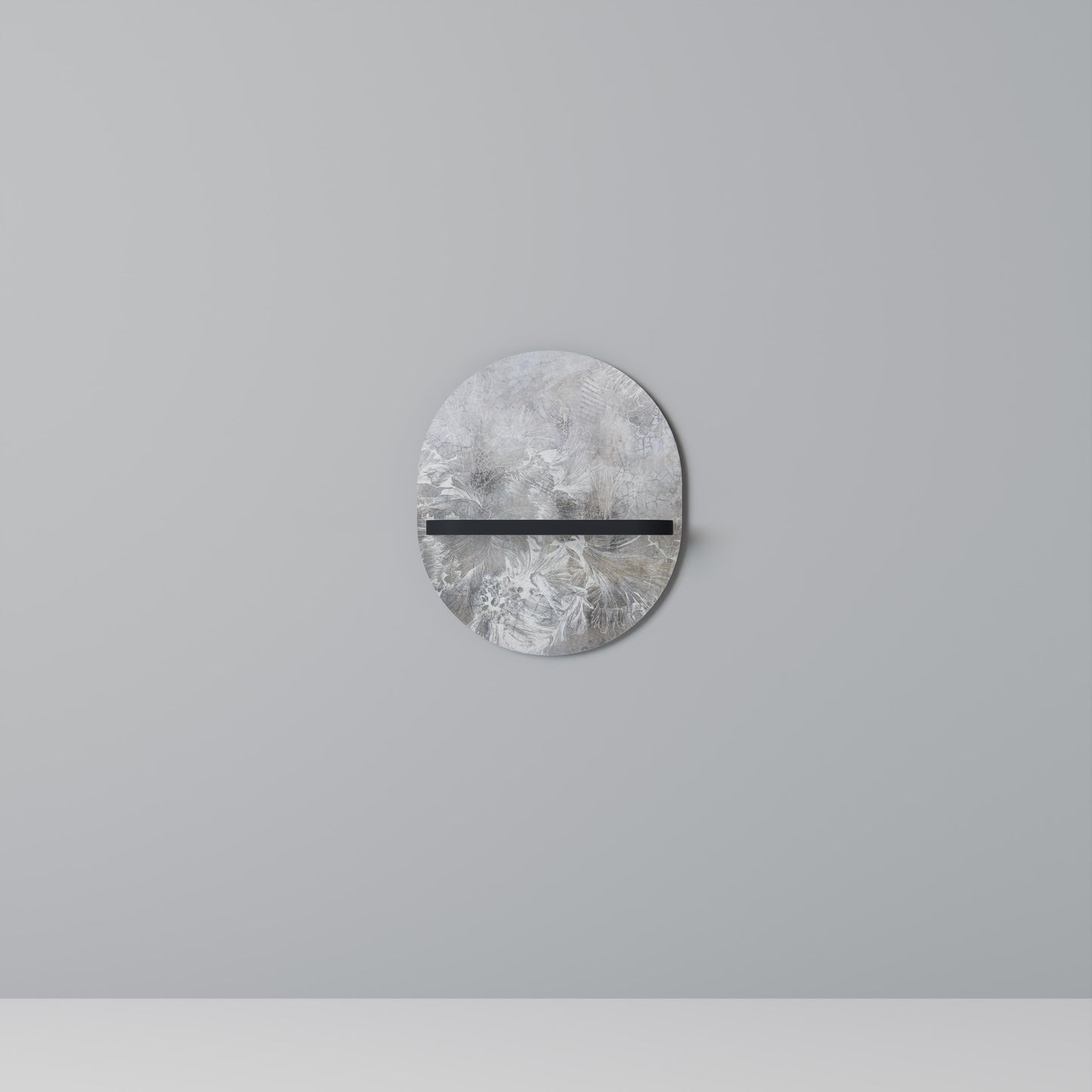 WHITE WHISPER Oval Art Shelf In Black Finish