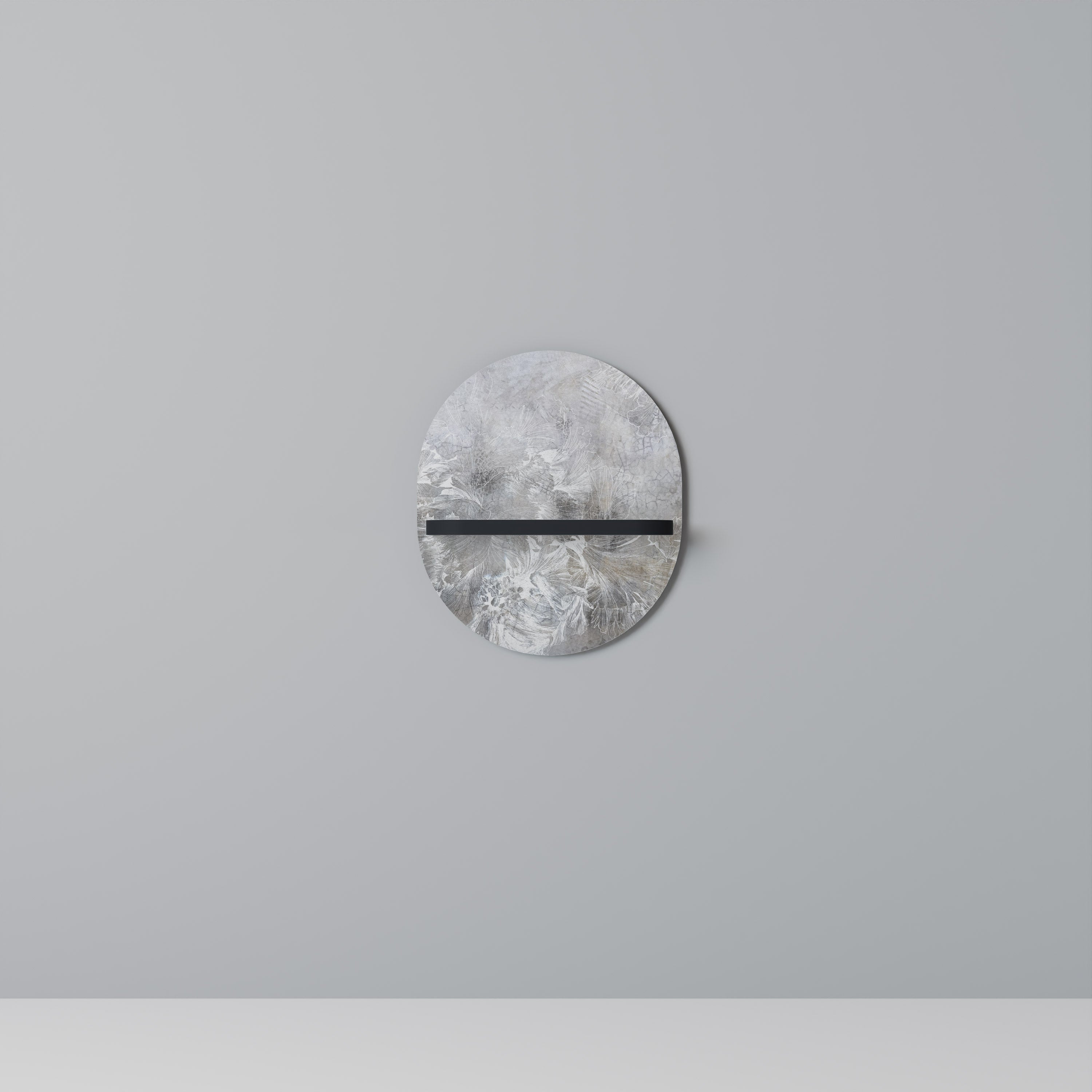 WHITE WHISPER Oval konsthylla i svart finish