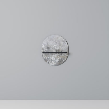 WHITE WHISPER Oval Art Shelf In Black Finish