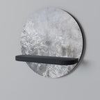 WHITE WHISPER Round Art Shelf In Black Finish