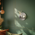 WHITE WHISPER Round Art Shelf In Black Finish