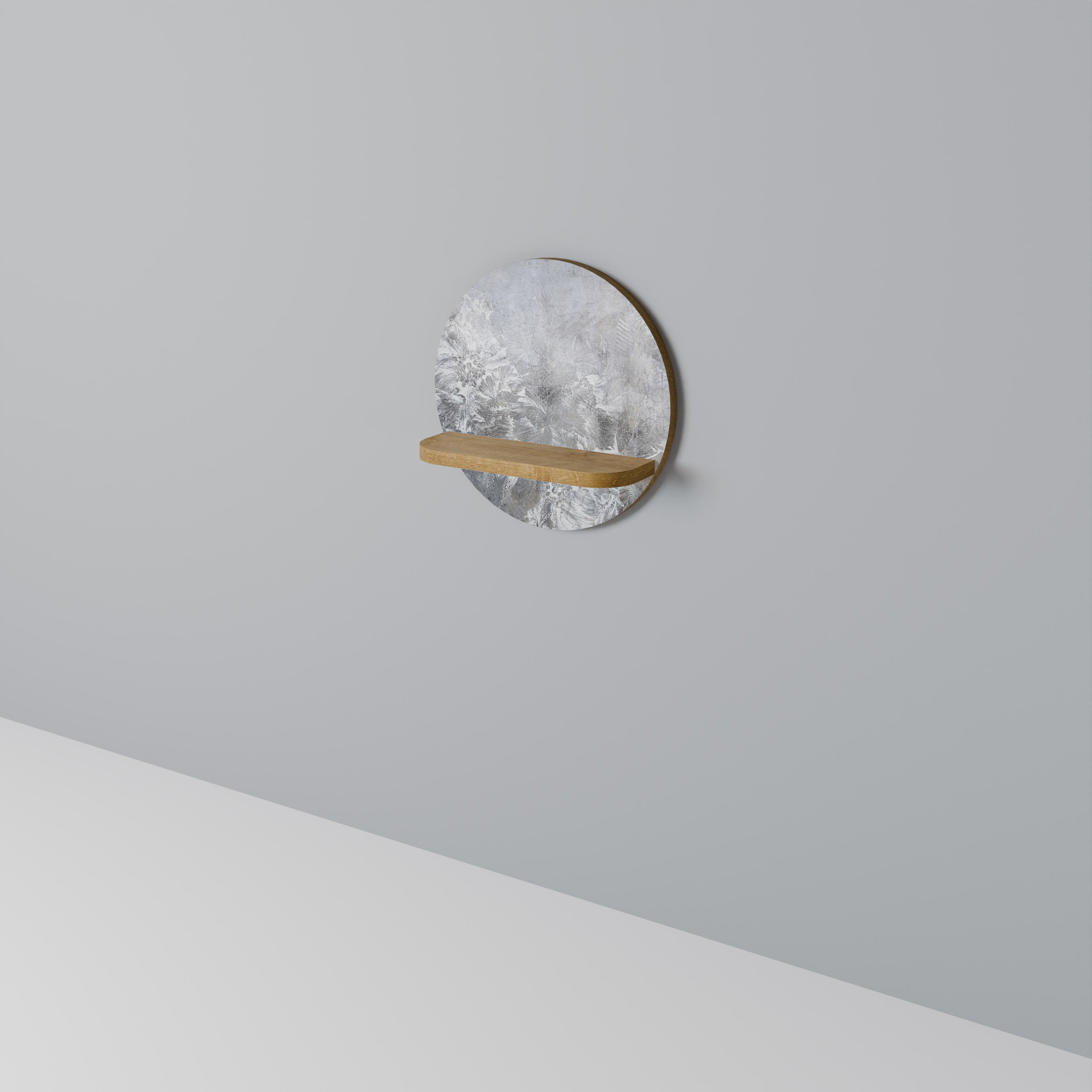 WHITE WHISPER Rund Konsthylla I Ekeffekt