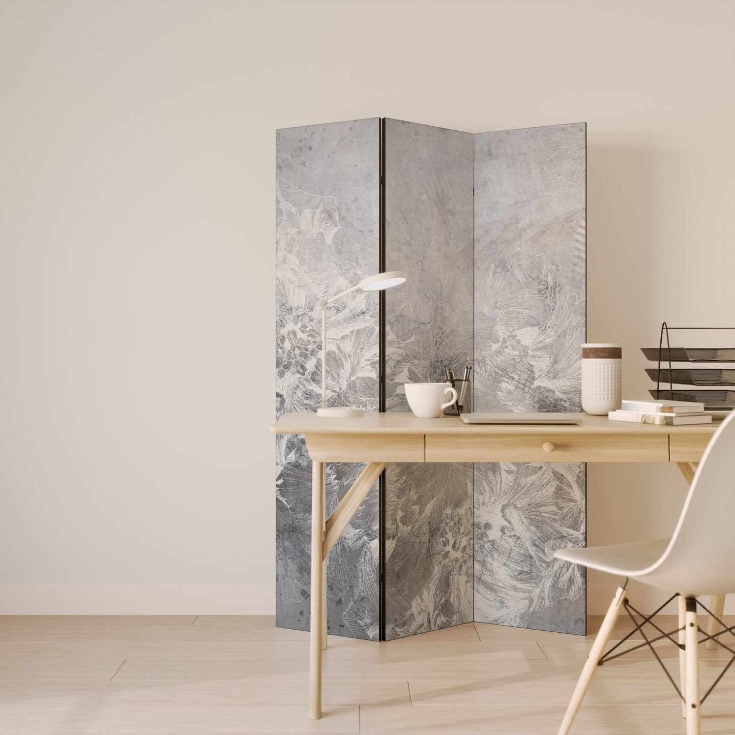 WHITE WHISPER Dekorativ rumsavdelare med 3 paneler