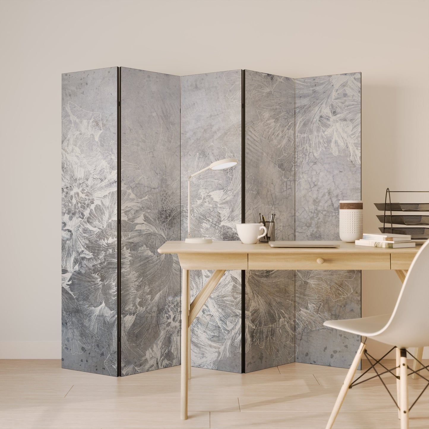 WHITE WHISPER Dekorativ rumsavdelare med 5 paneler