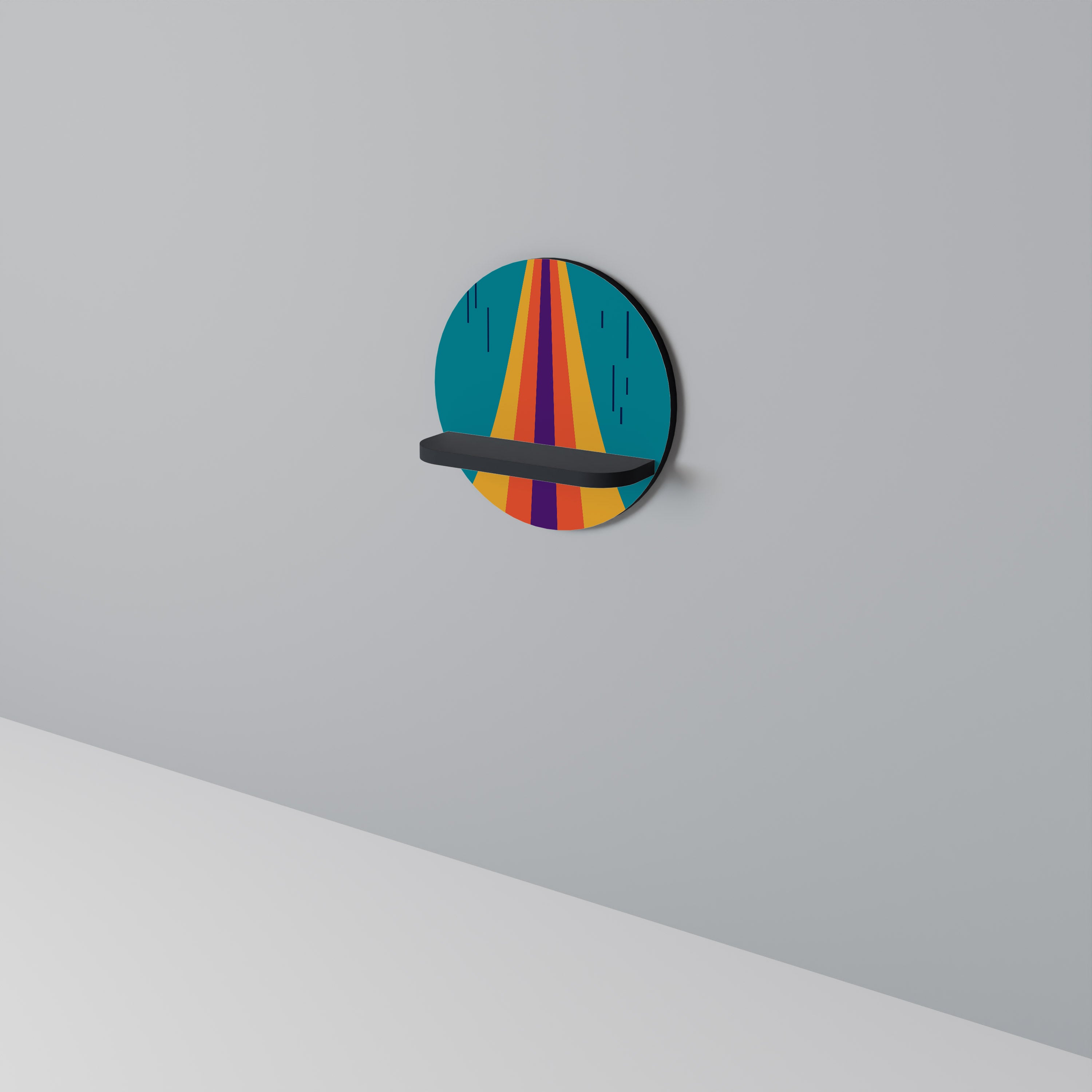 CHROMATIC DREAMSCAPE Rund konsthylla i svart finish