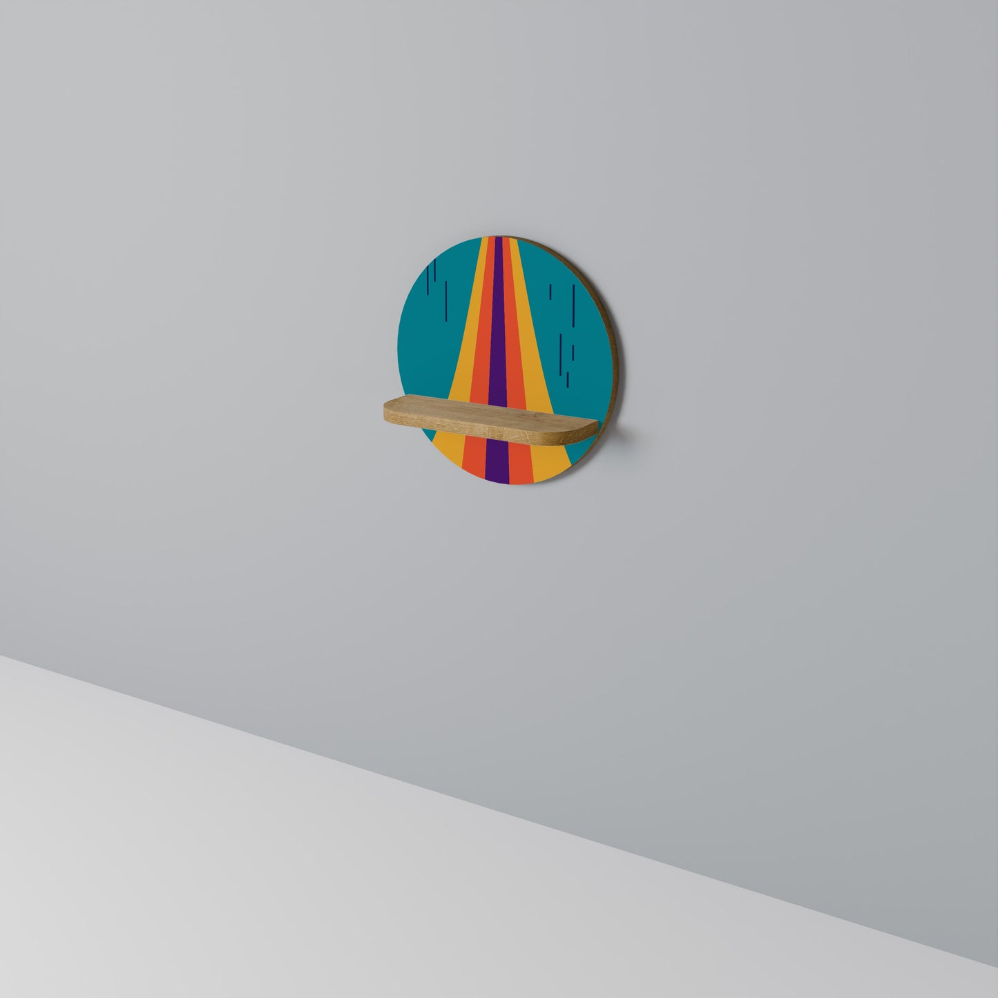 CHROMATIC DREAMSCAPE Rund Konsthylla I Ekeffekt