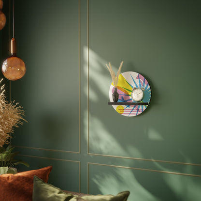 LUMINOUS PARADE Round Art Shelf In Black Finish