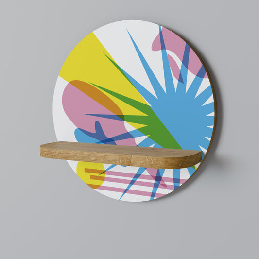 LUMINOUS PARADE Round Art Shelf In Oak Effect