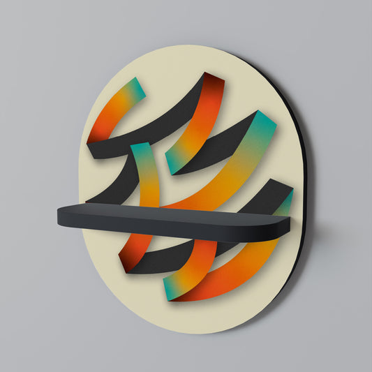 RIBBON REVERIE Oval konsthylla i svart finish