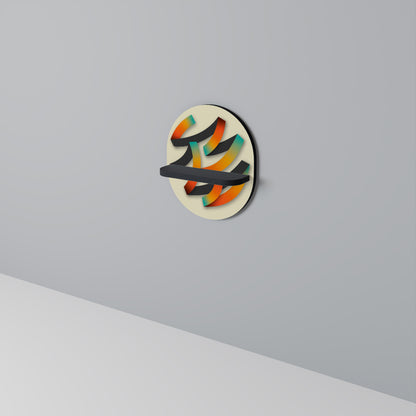 RIBBON REVERIE Oval konsthylla i svart finish