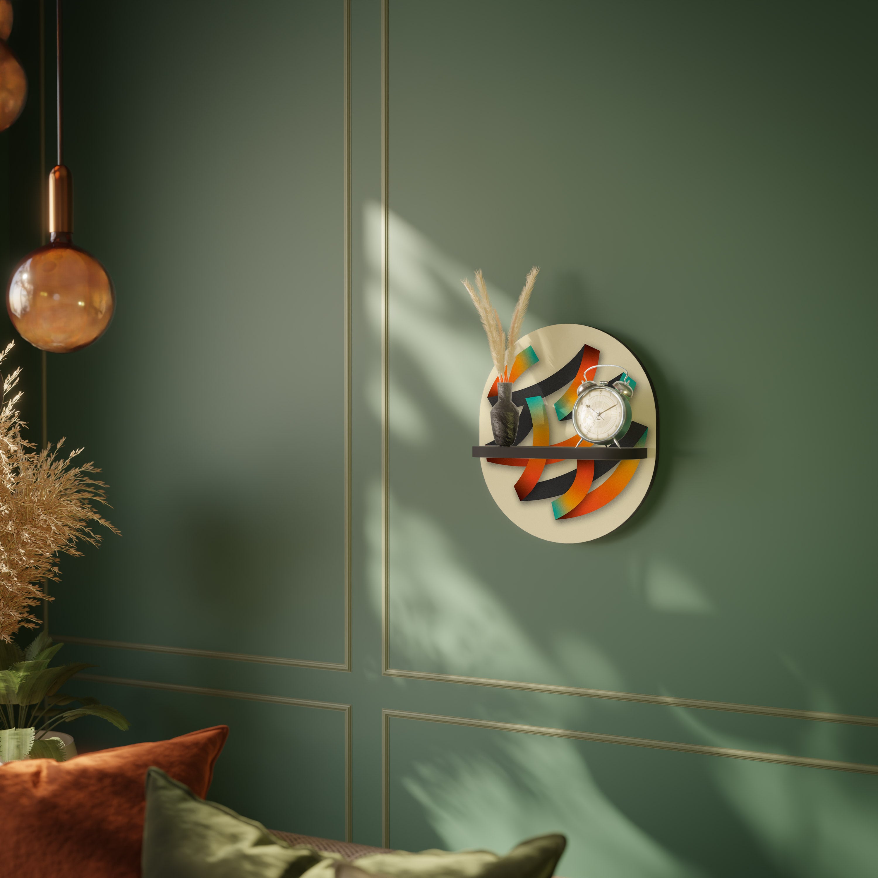 RIBBON REVERIE Oval konsthylla i svart finish