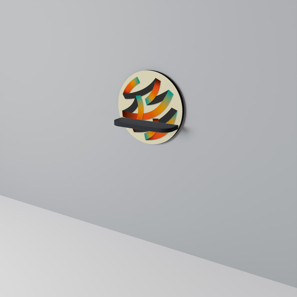 RIBBON REVERIE Rund konsthylla i svart finish