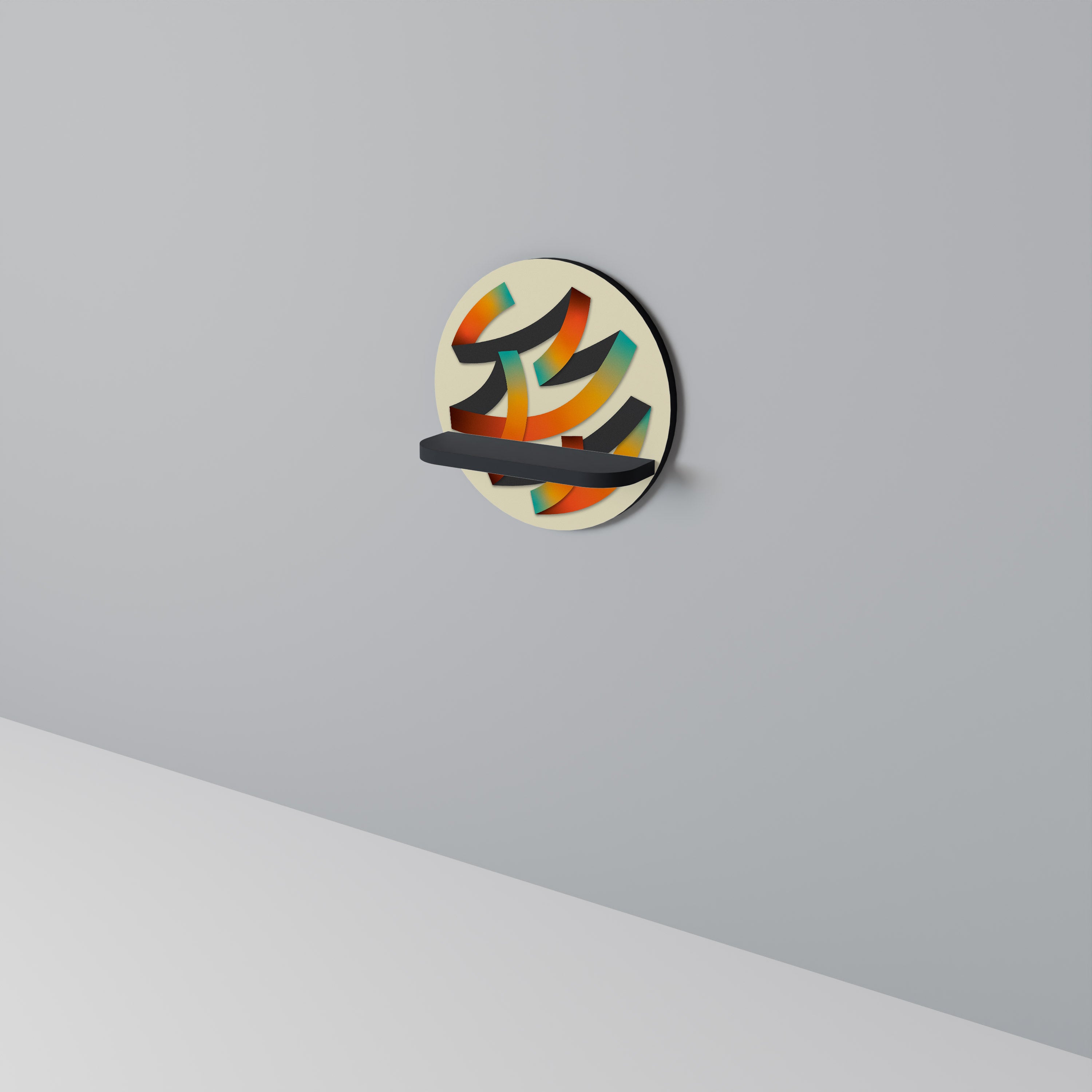 RIBBON REVERIE Rund konsthylla i svart finish