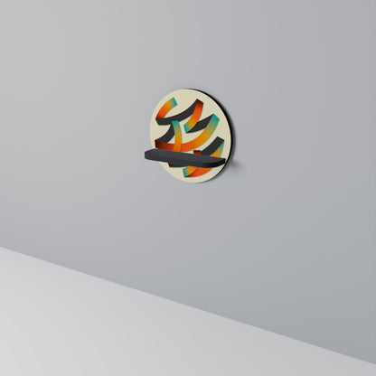 RIBBON REVERIE Rund konsthylla i svart finish