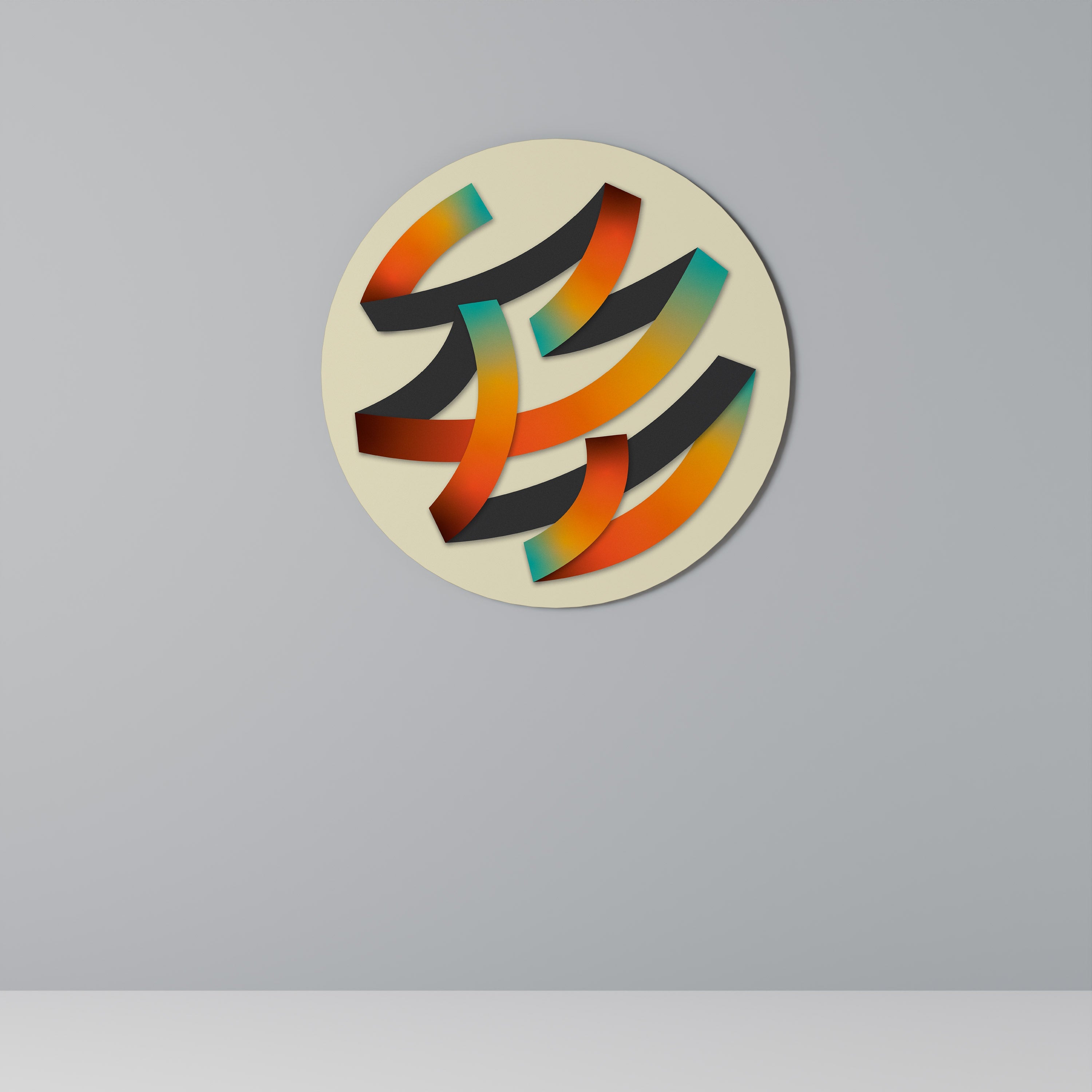 Rund väggdekoration med bandmotiv