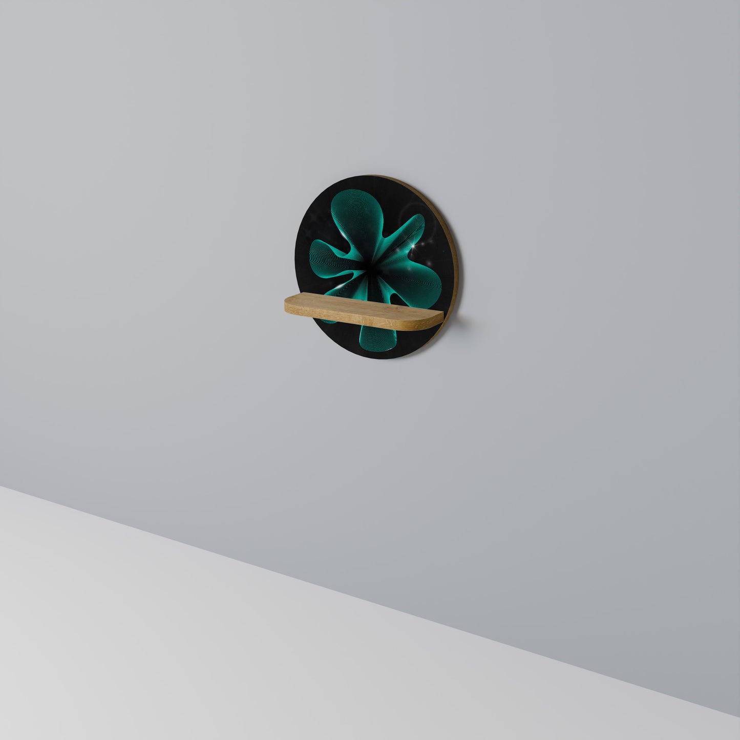 ELECTRIC ILLUSION Round Art Shelf In Oak Effect