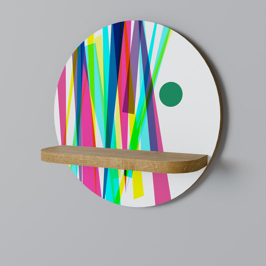 WHIMSY NEON Round Art Shelf In Oak Effect