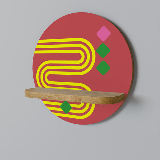 LOST IN CHROMA Round Art Shelf In Oak Effect