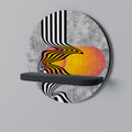 WHIMSICAL WAVES Round Art Shelf In Black Finish