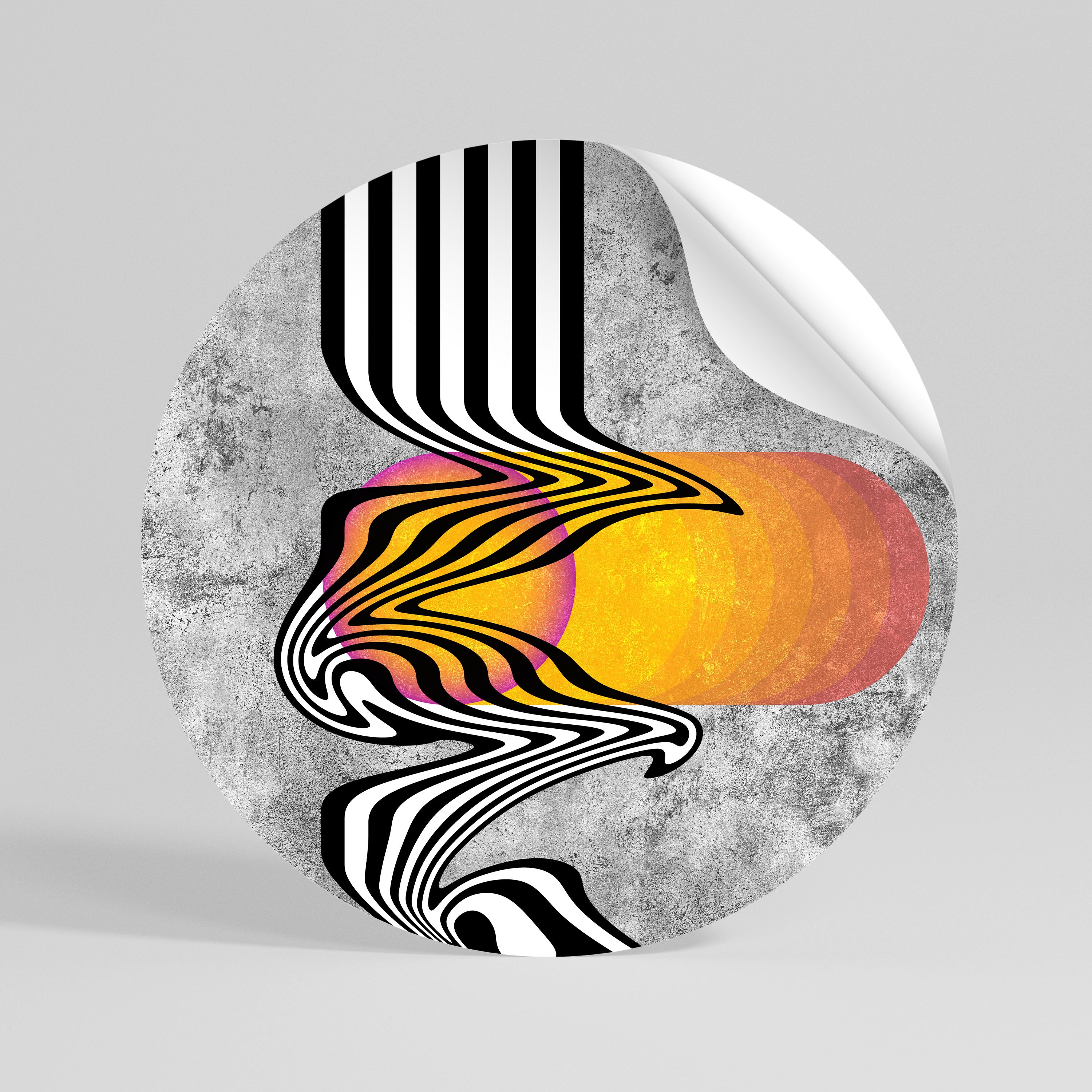 WHIMSICAL WAVES Peel and Stick Round Sticker