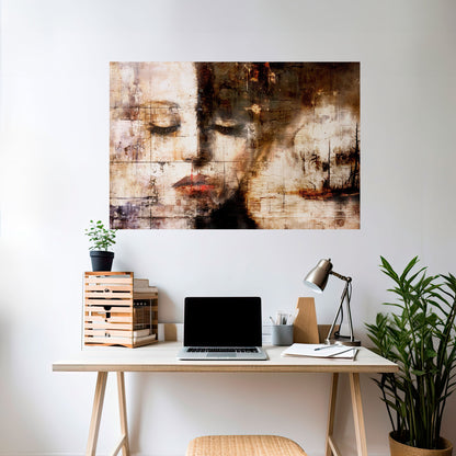 FÅNGAD LUGN Horisontell Poster med självhäftande text