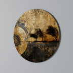 COPPERY EARTHQUAKE Round Wall Art