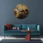 COPPERY EARTHQUAKE Round Wall Art