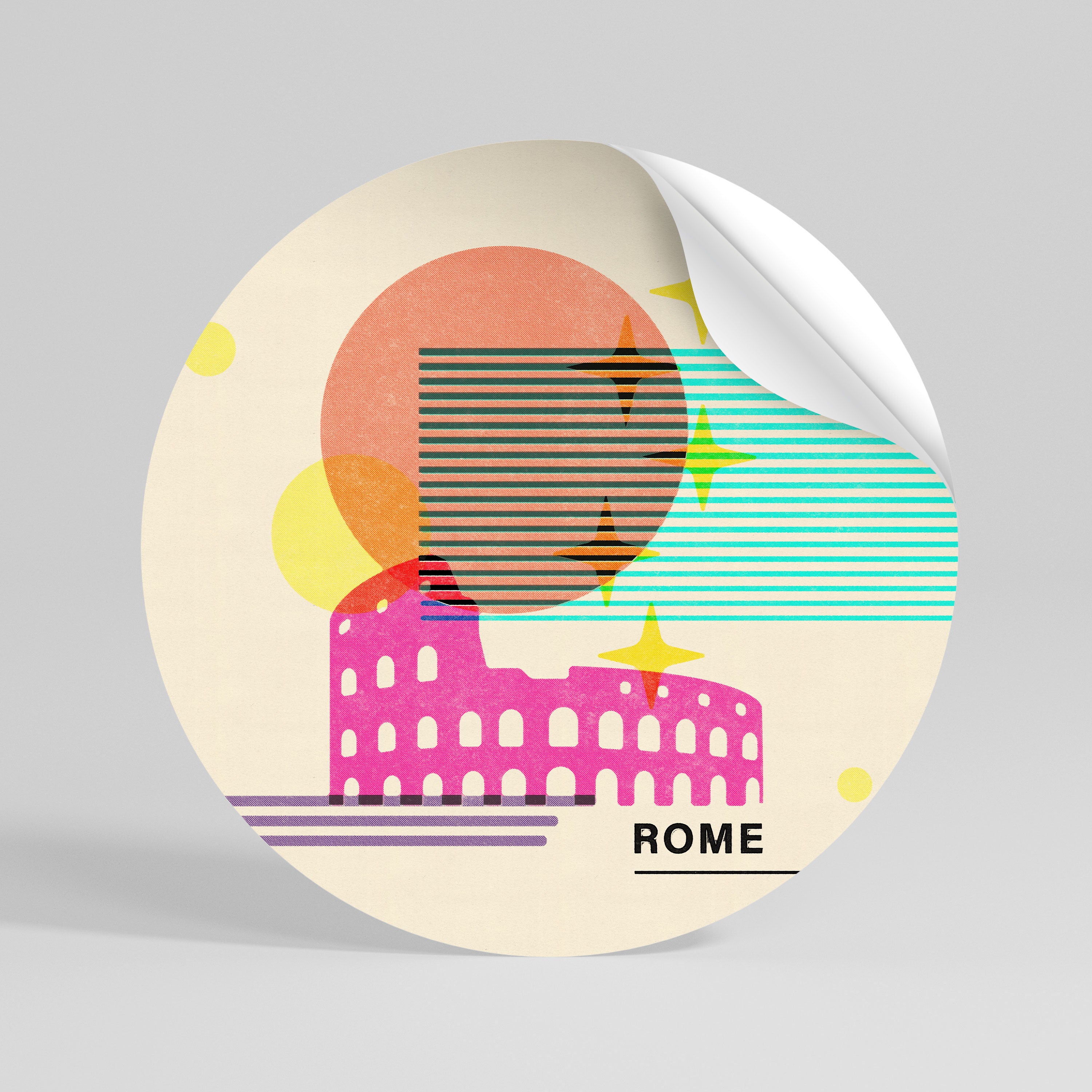 ROMAN SPARKLE Peel and Stick Round Sticker