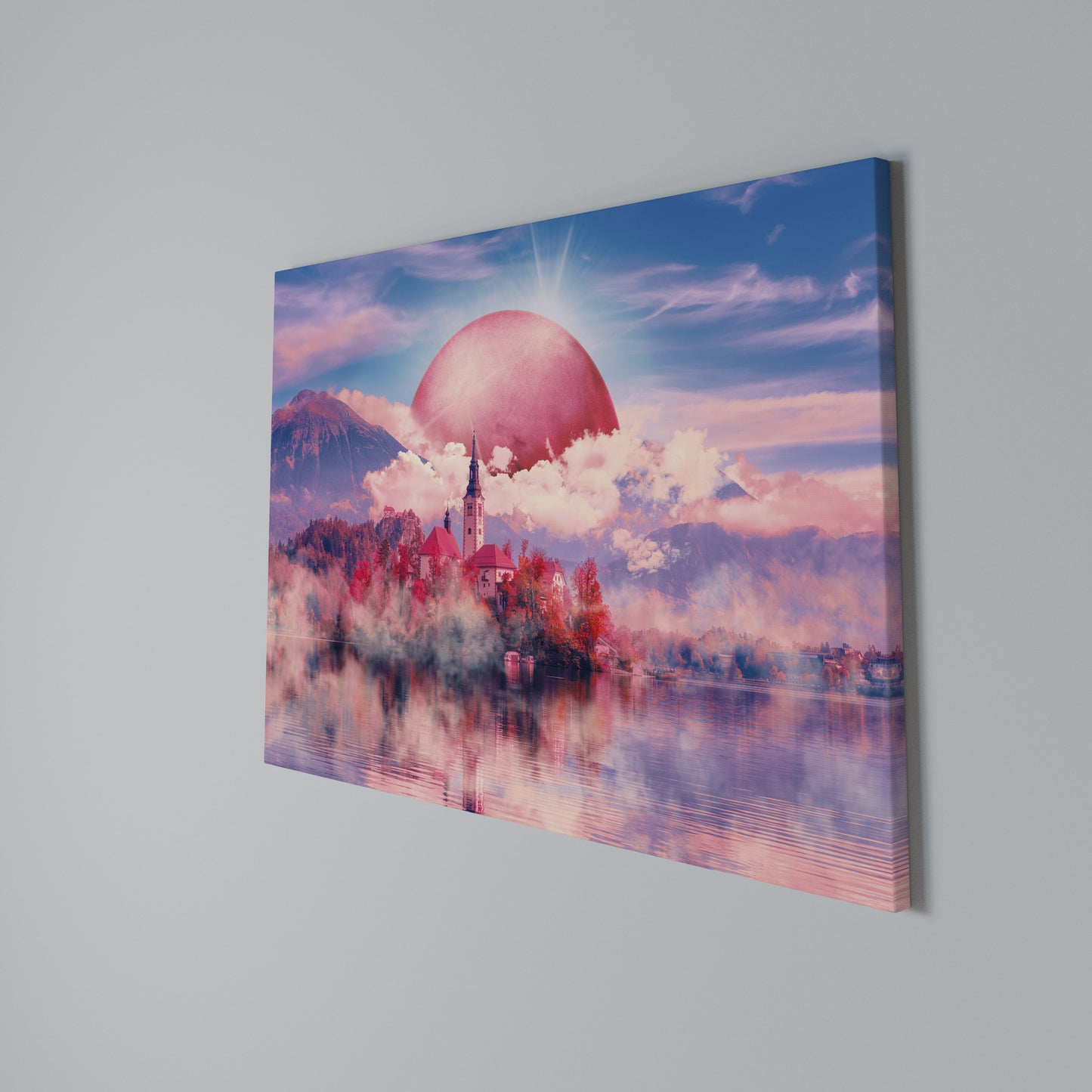 MARS OVER THE BLED LAKE Horizontal Canvas Print