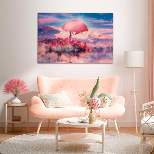 MARS OVER THE BLED LAKE Horizontal Canvas Print