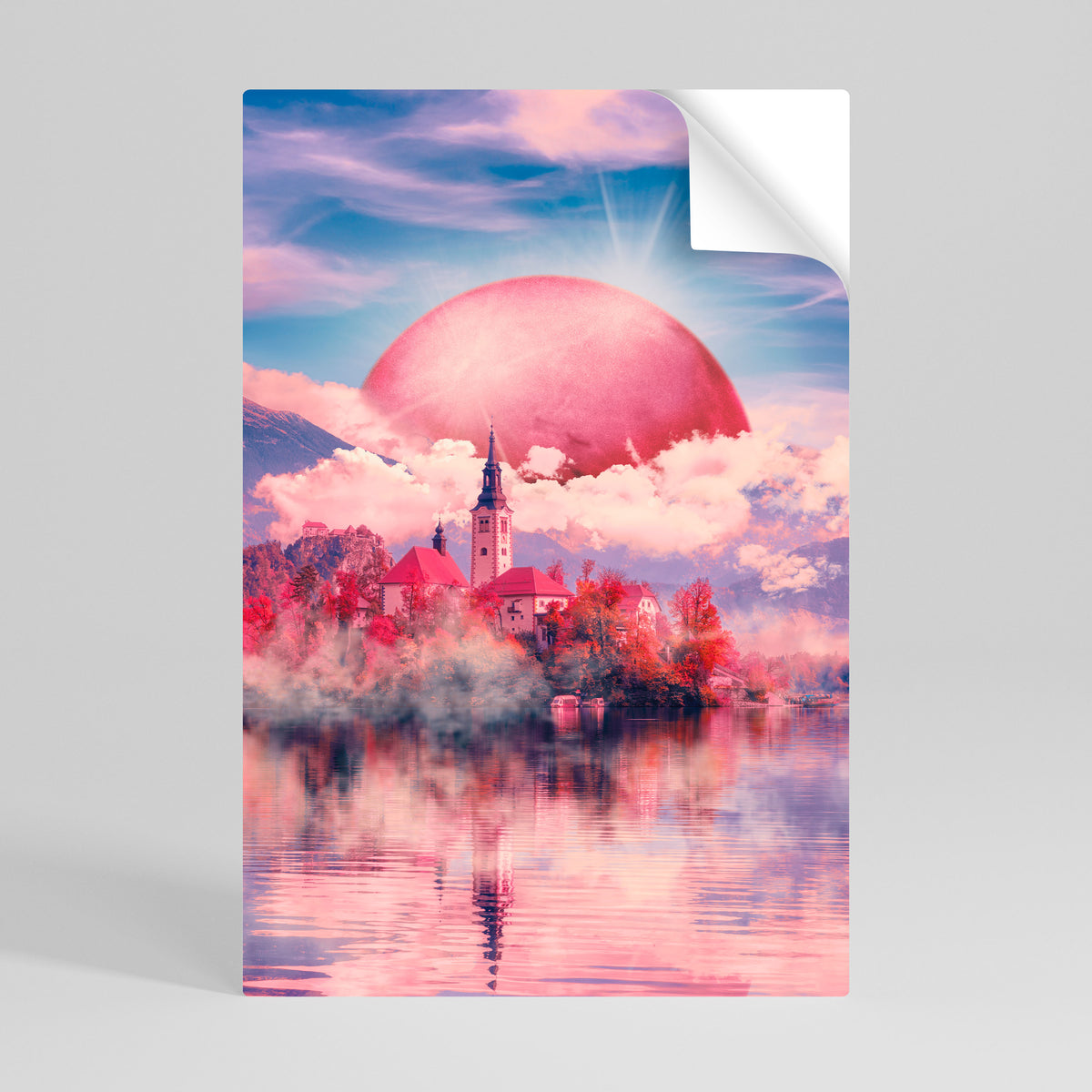 MARS OVER THE BLED LAKE Peel and Stick Vertical Poster