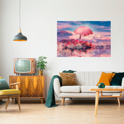 MARS ÖVER BLED-SJÖN - Horisontell affisch med självhäftande motiv