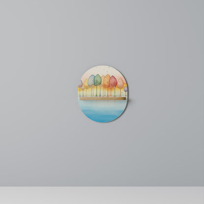 FÄRGRIK OASIS Oval konsthylla i ekeffekt