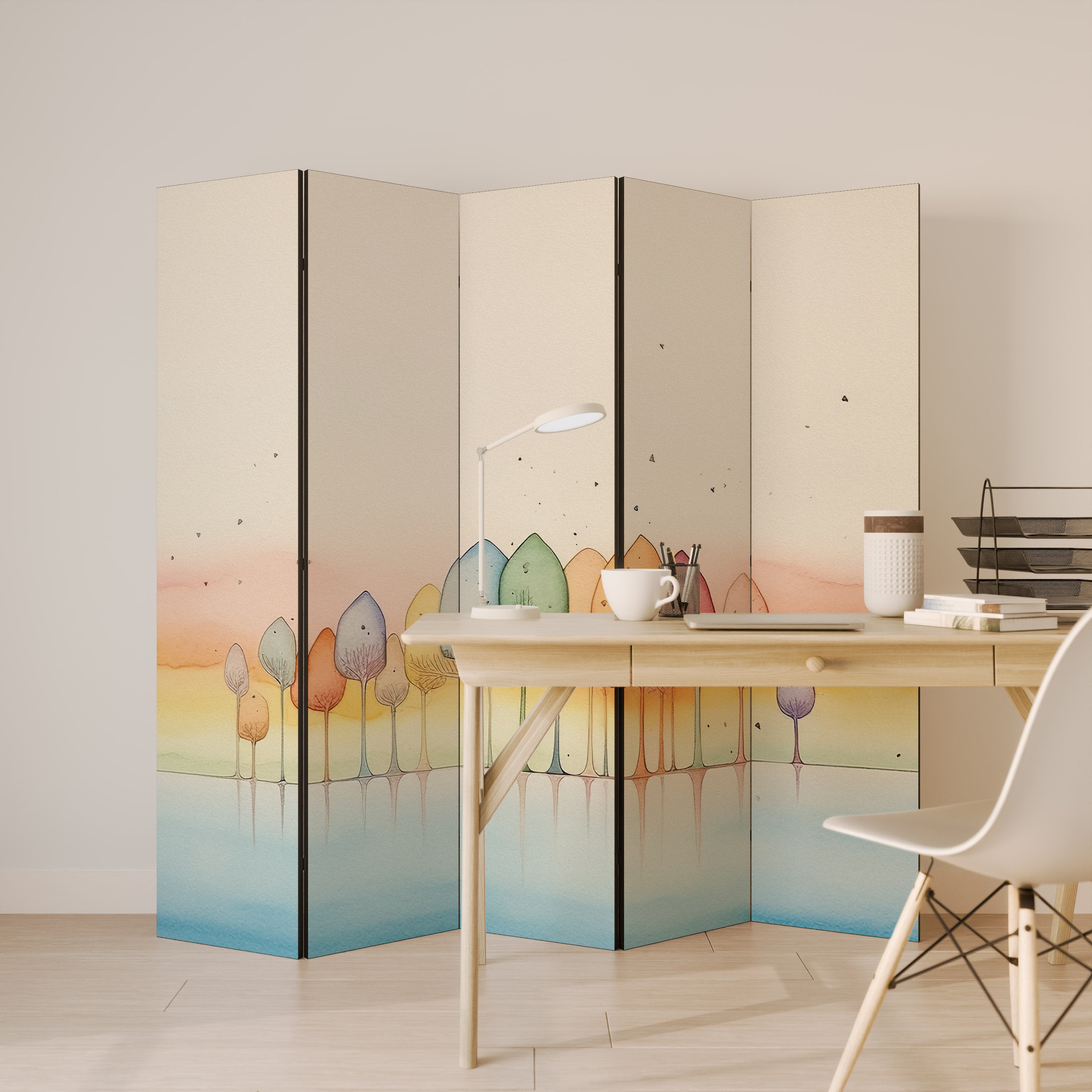 COLORFUL OASIS Dekorativ rumsavdelare – 5 paneler