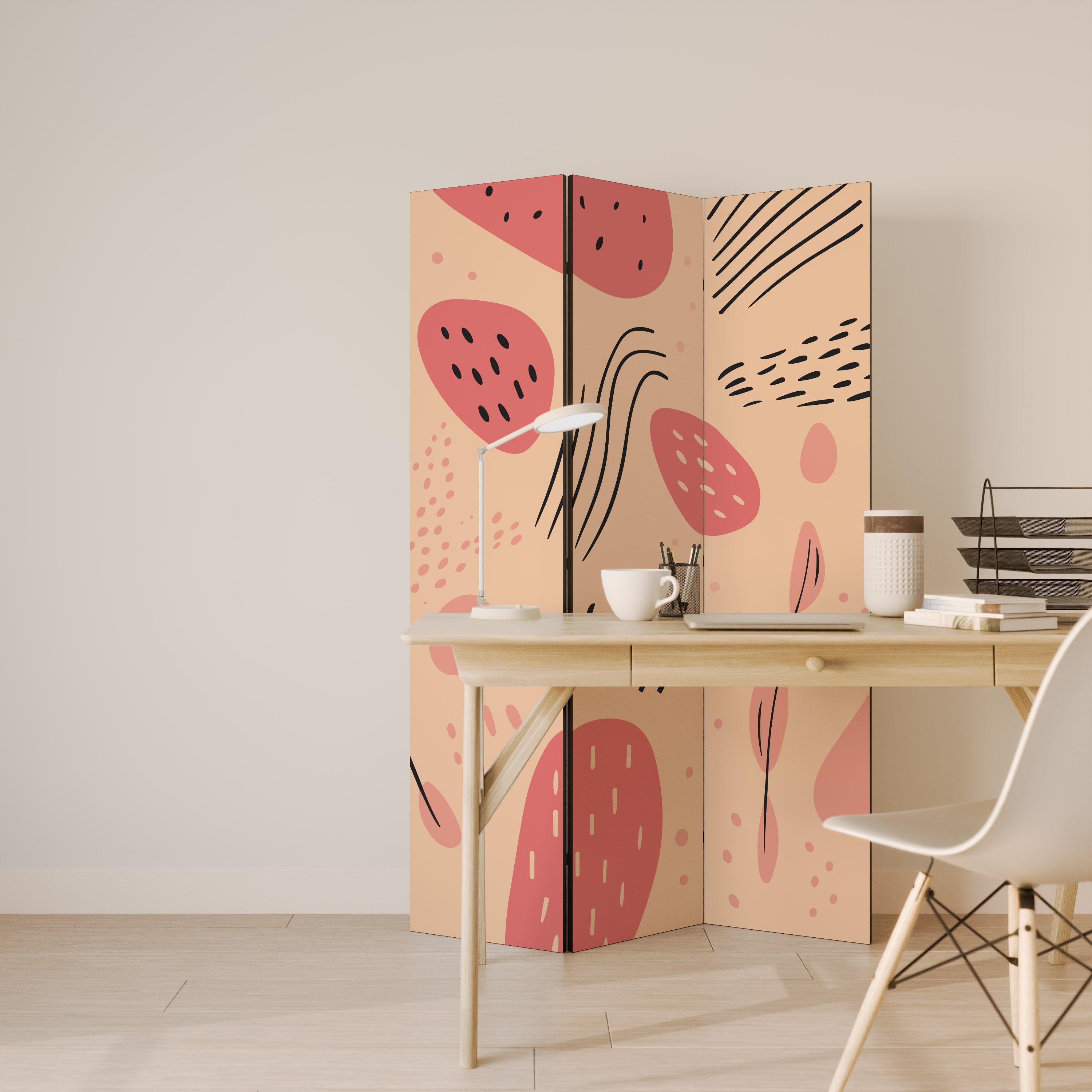 APRICOT FRENZY Dekorativ rumsavdelare – 3 paneler