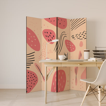 Dekorativ rumsavdelare med 4 paneler APRICOT FRENZY