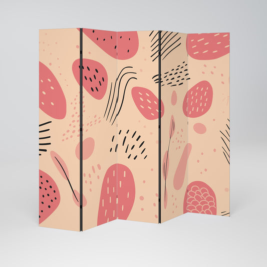 APRICOT FRENZY Decorative 5-Panel Room Divider