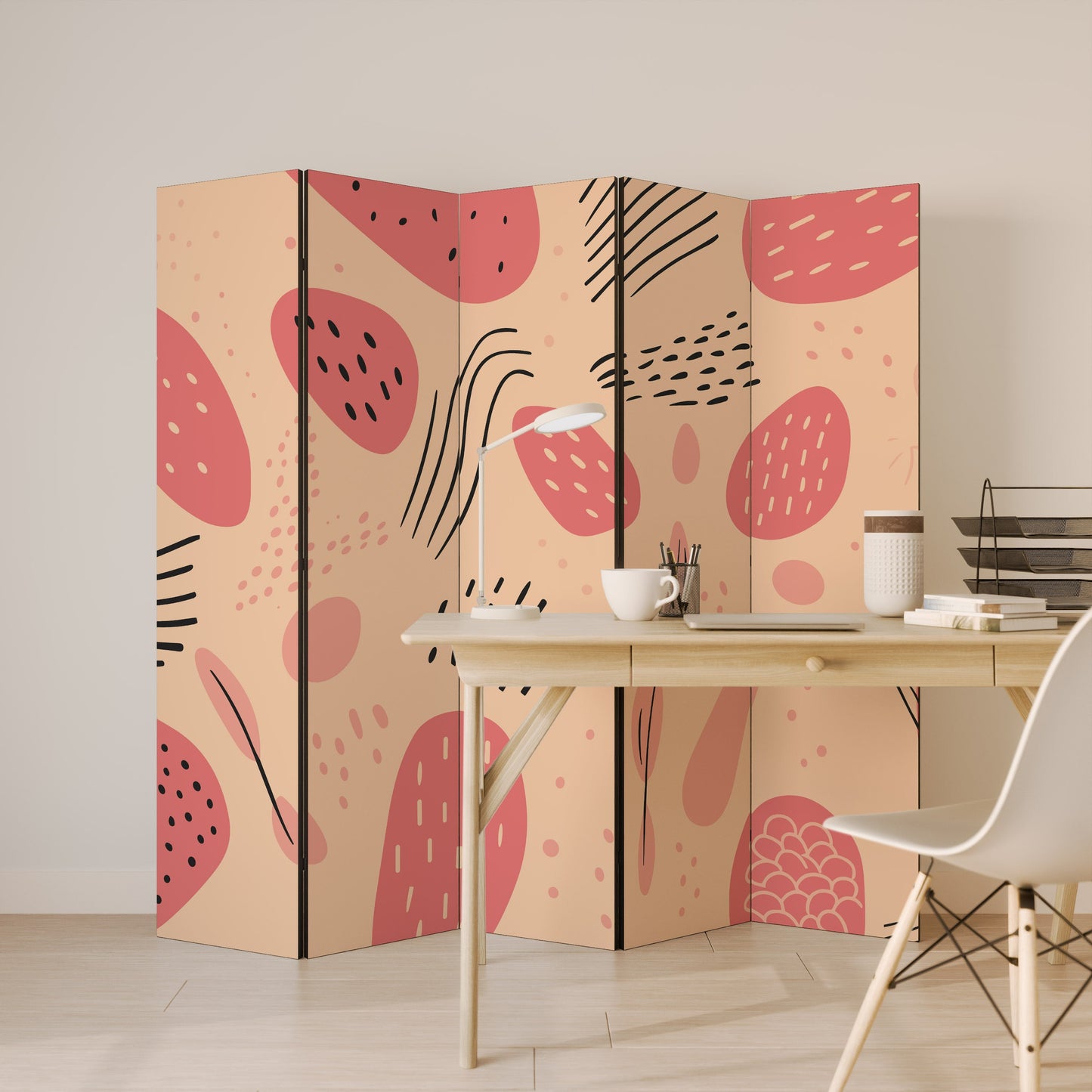 Dekorativ rumsavdelare med 5 paneler APRICOT FRENZY