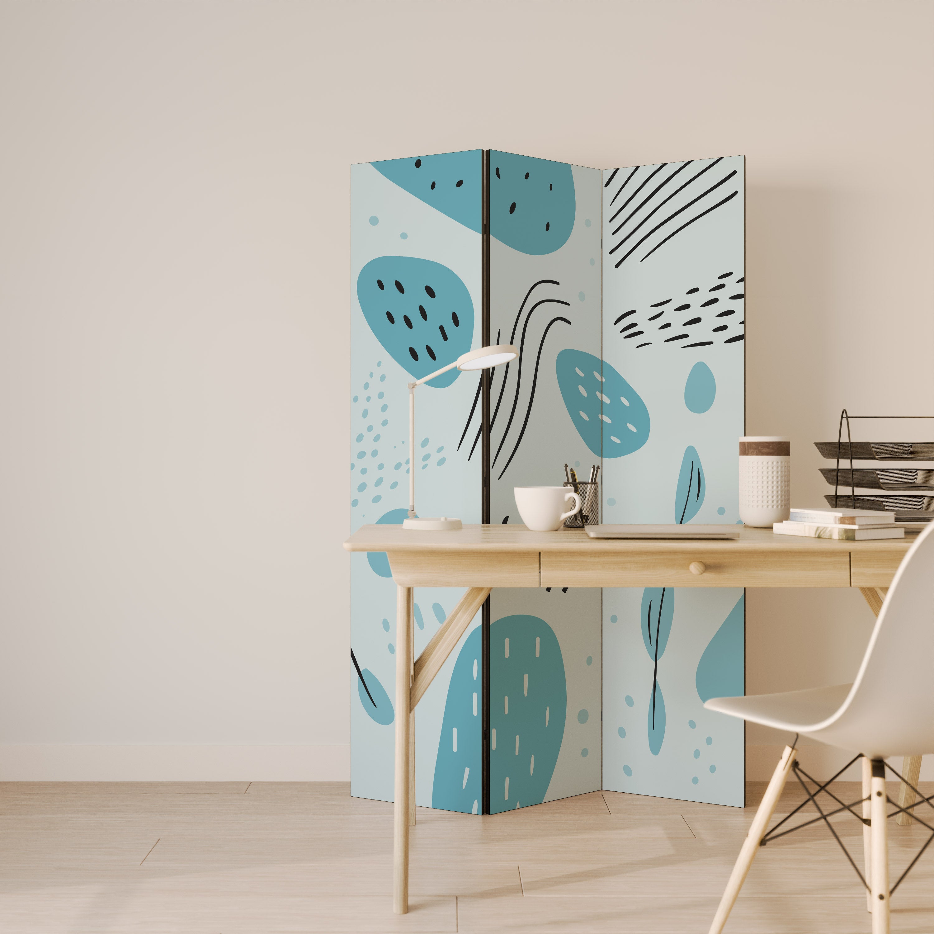 GREENISH FRENZY Dekorativ rumsavdelare – 3 paneler