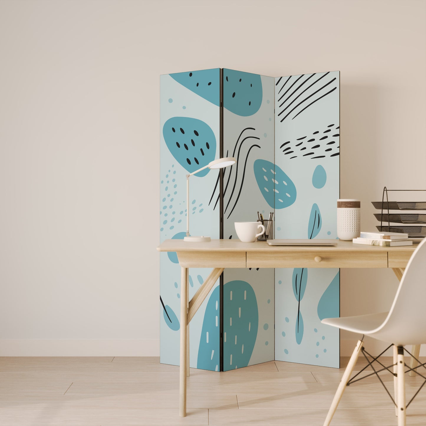 GREENISH FRENZY Dekorativ rumsavdelare med 3 paneler