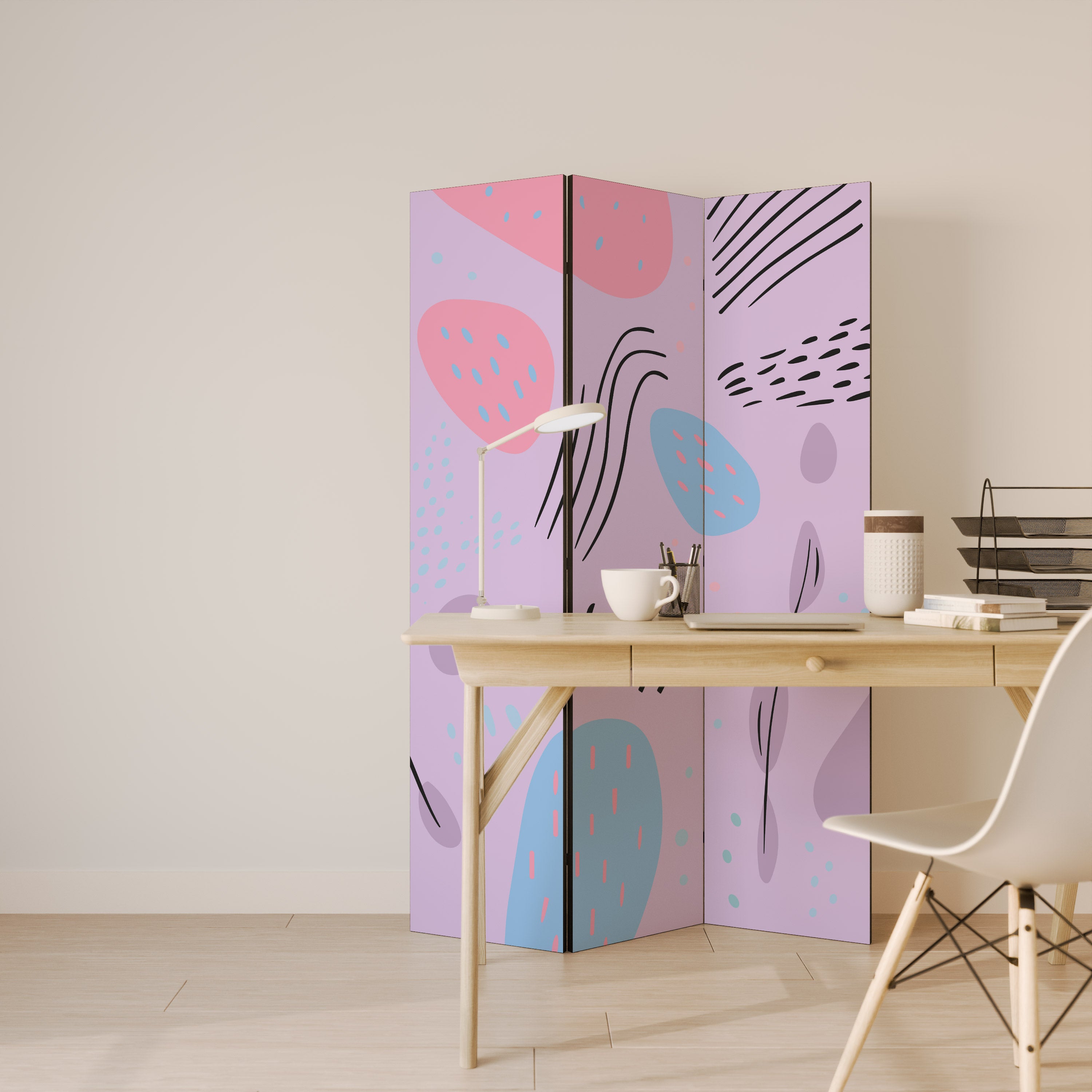 PINKY FRENZY Dekorativ rumsavdelare – 3 paneler