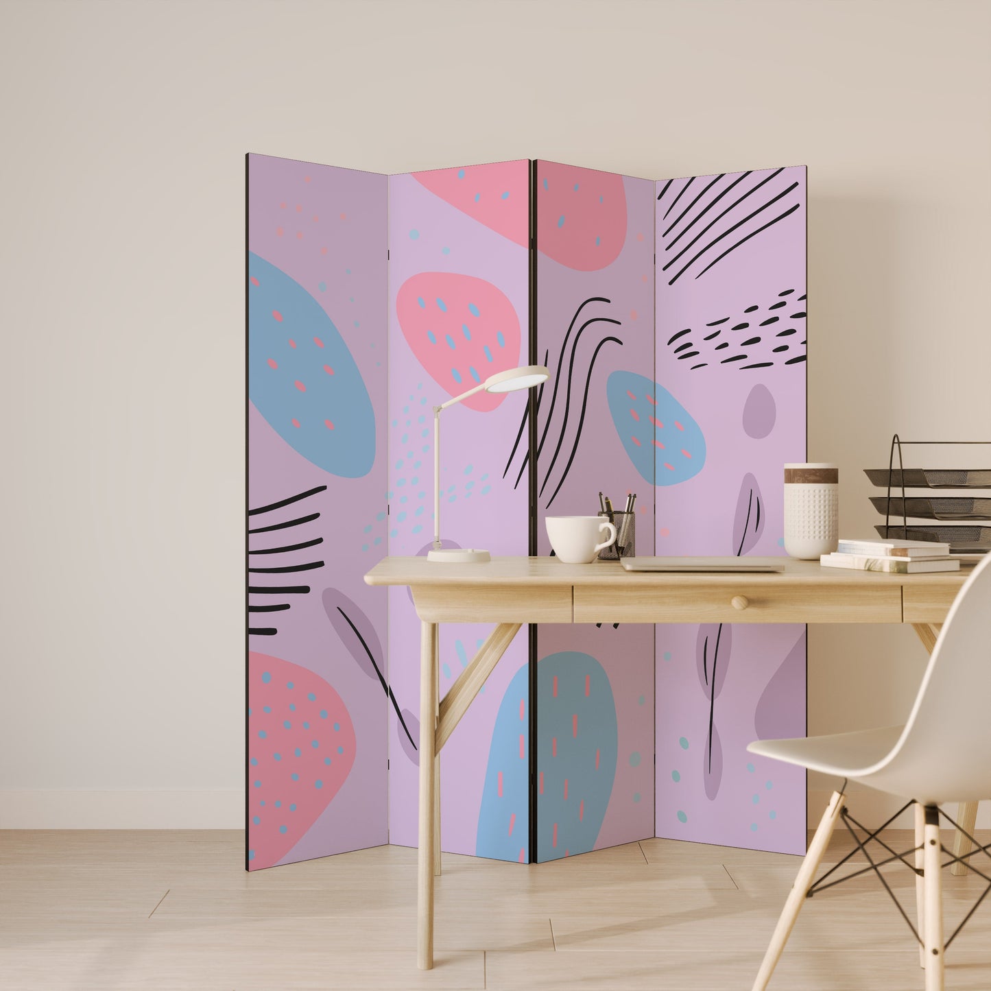 PINKY FRENZY Dekorativ rumsavdelare med 4 paneler