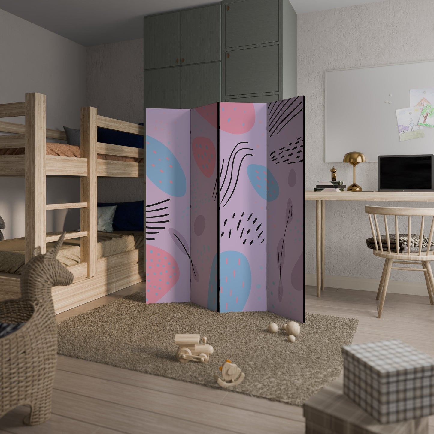 PINKY FRENZY Dekorativ rumsavdelare med 4 paneler