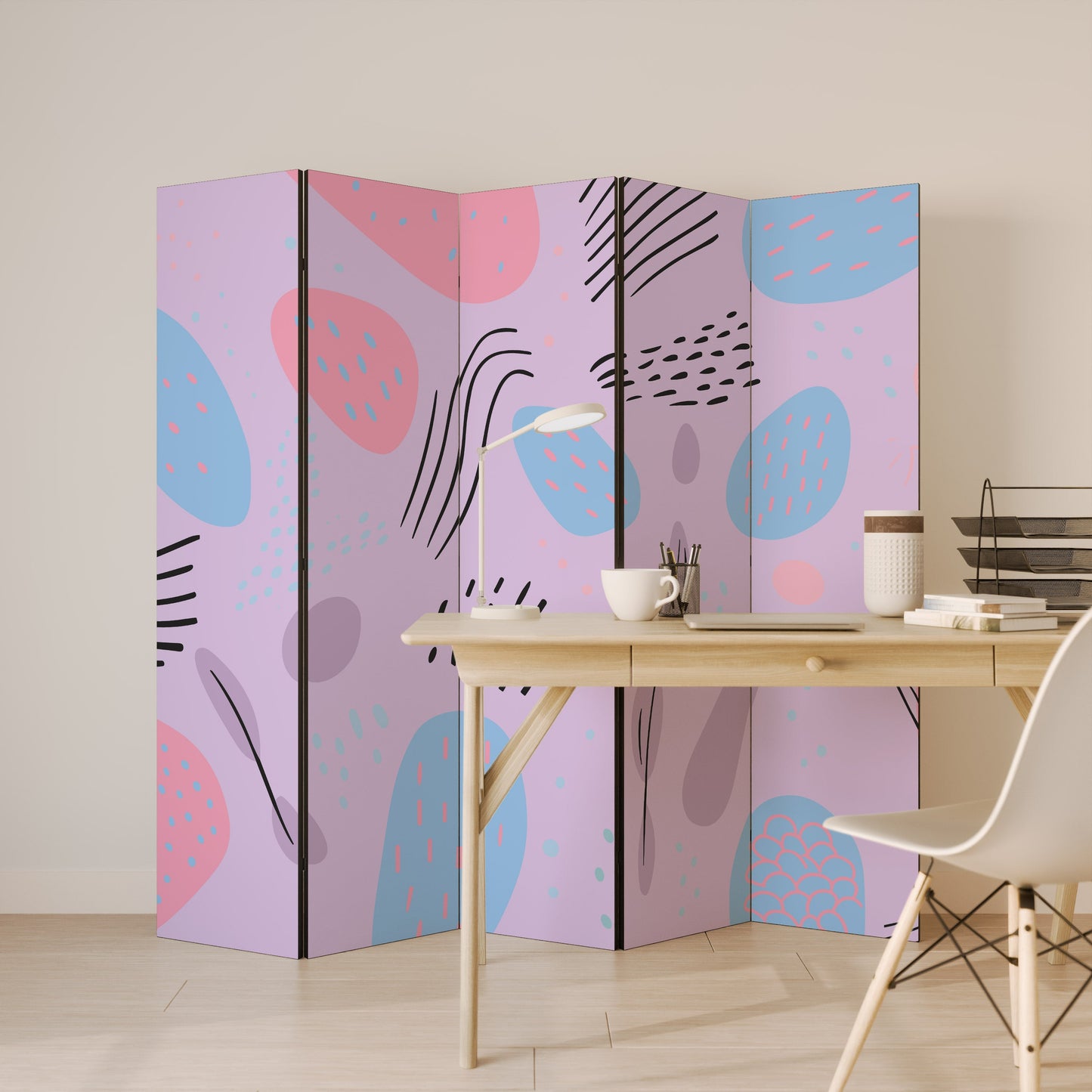 PINKY FRENZY Dekorativ rumsavdelare med 5 paneler