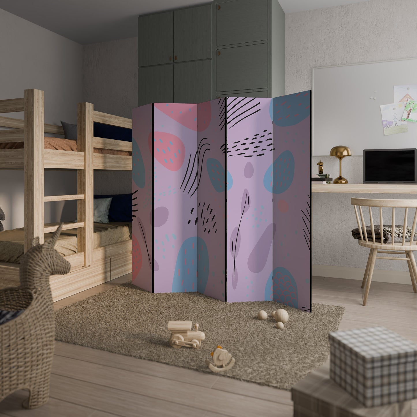 PINKY FRENZY Dekorativ rumsavdelare – 5 paneler