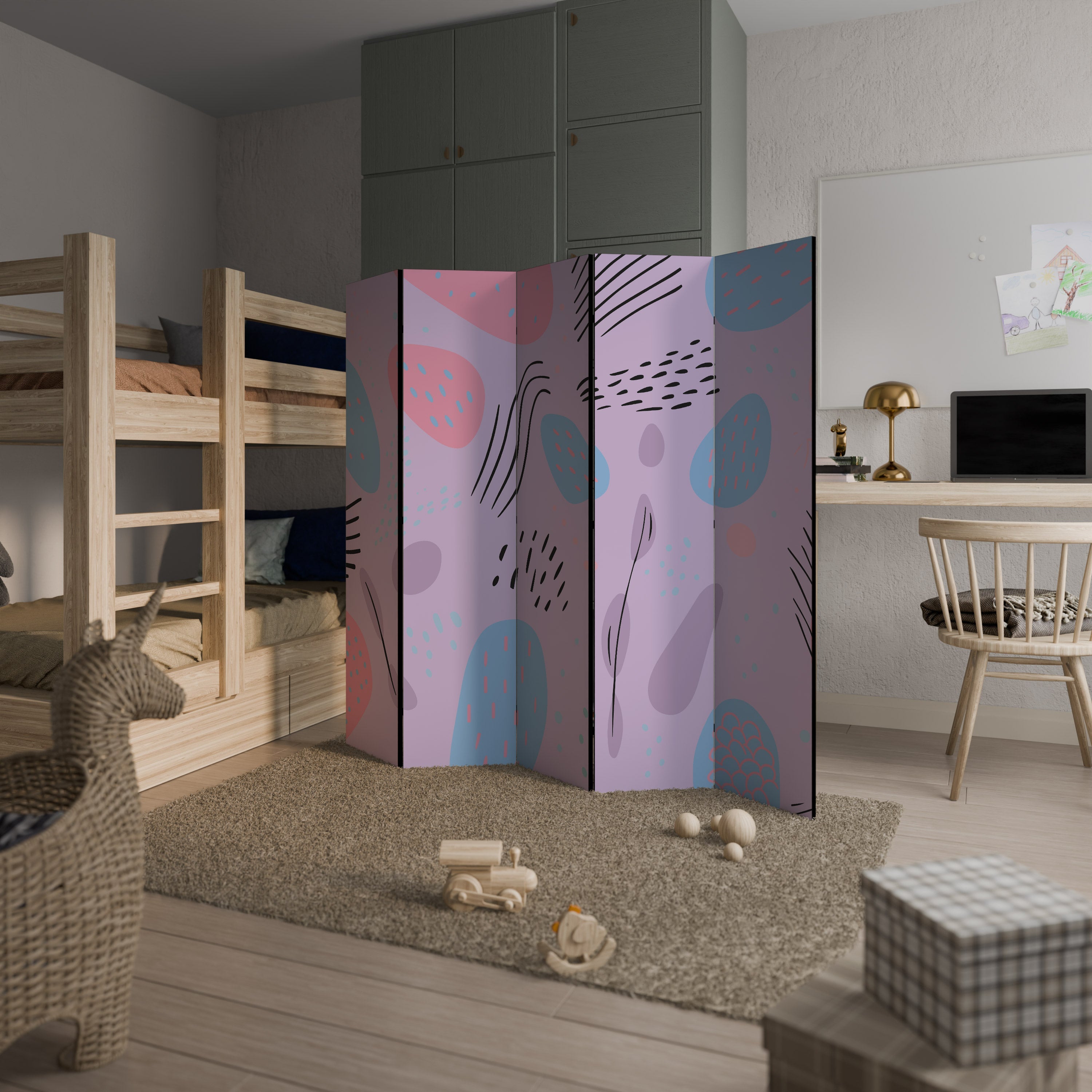 PINKY FRENZY Dekorativ rumsavdelare med 5 paneler